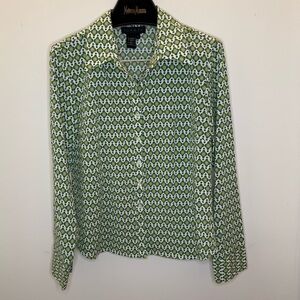 Ninety Green and White Patterned Blouse